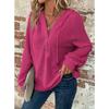 Women S Solid Color Hooded Buttoned Long Sleeve Sweatshirt