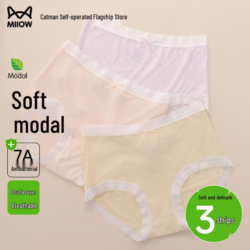 Miiow Women's Modal Heart Jacquard High-Waist Briefs