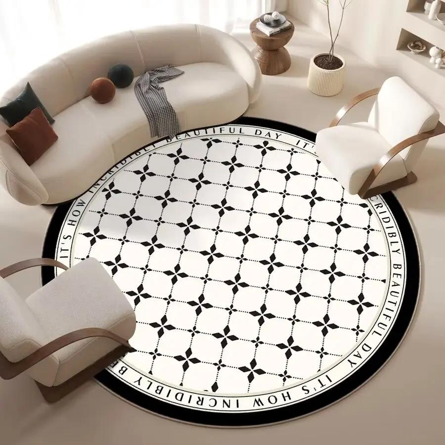 Nordic White Round Carpet Living Room Decoration Fluffy Soft Rugs for Bedroom Bedside Floor Mat Home Washable Non-slip Rug