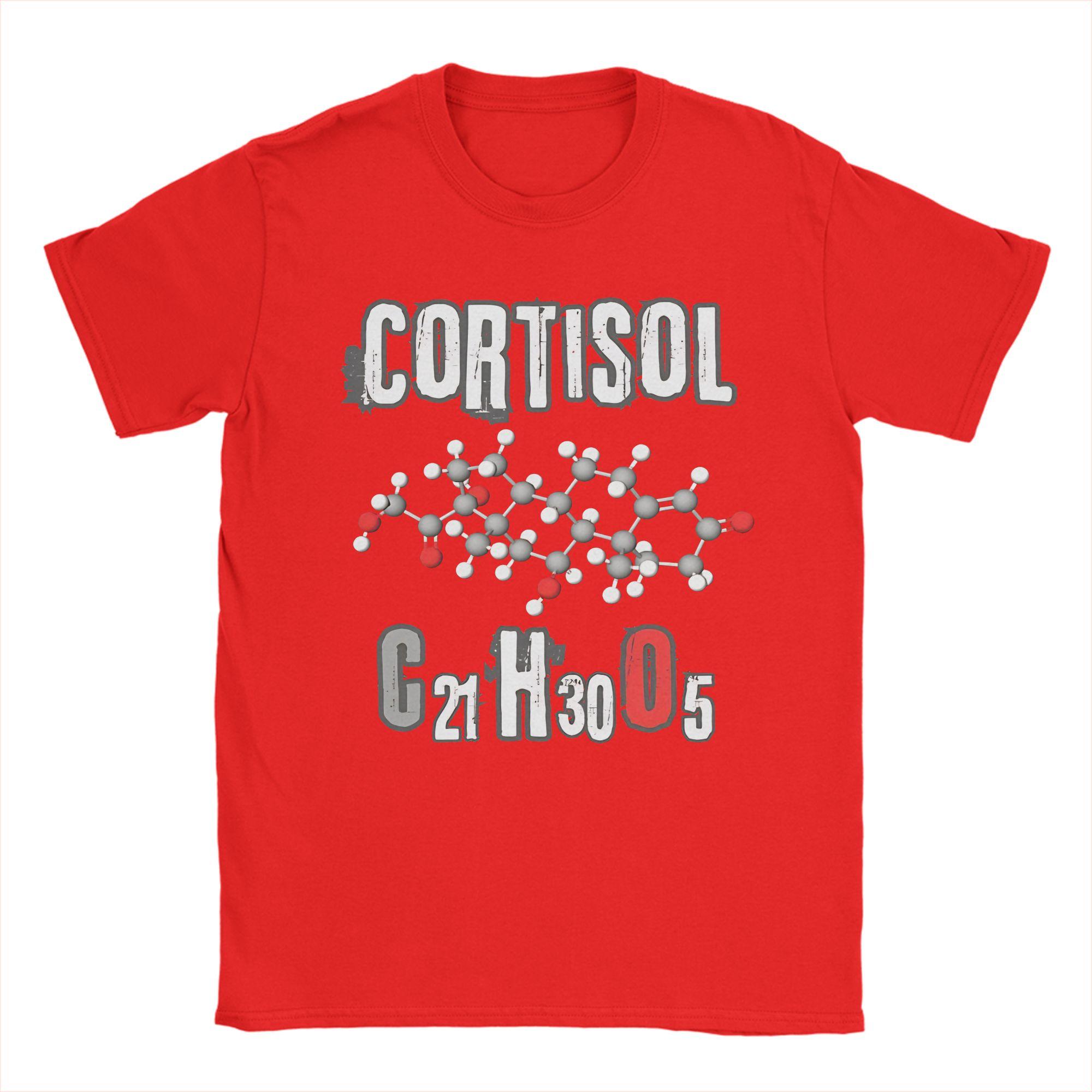 Cortisol Molecule Designs T Shirts Unisexs  Pure Cotton Novelty TShirts Round Neck  Tees Short Sleeve Tops Printed S