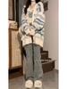 Damen Streifen-Cardigan-Set - Zweiteiliger Lazy-Stil, lockere Passform, weicher Strick für Frühling und Herbst