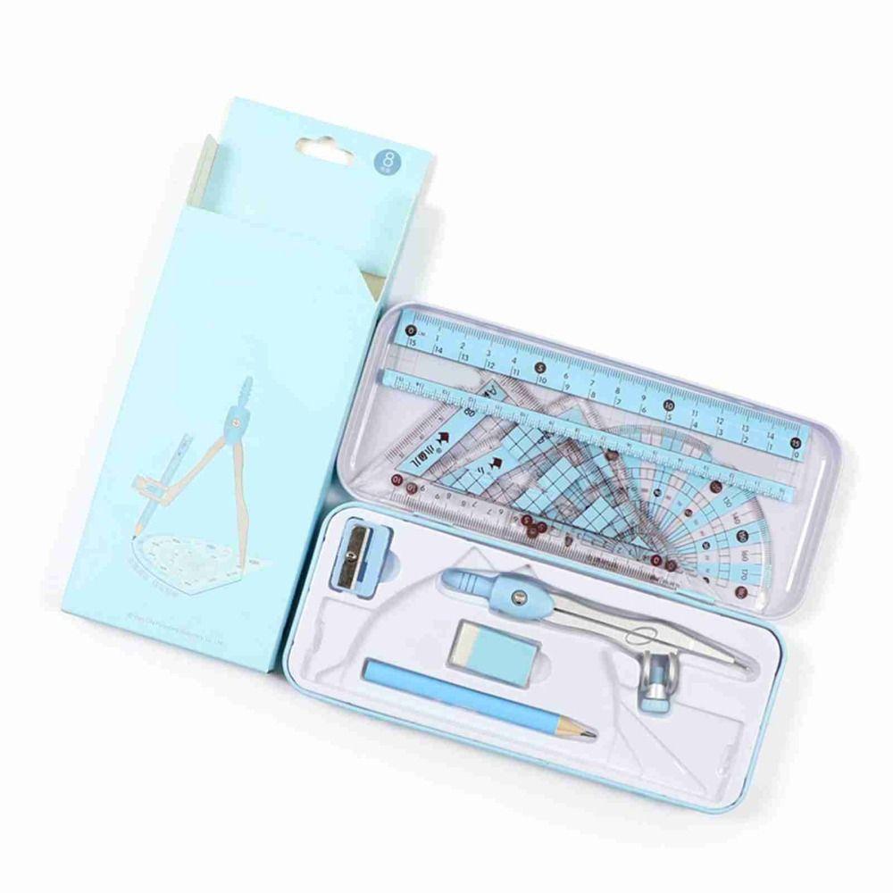 Blue/Pink Compass Ruler Set 160 * 65mm Tool Set Durable Geometry Drawing Kit Math Learning