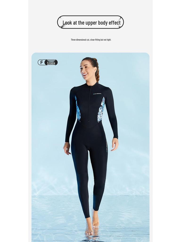 Women's Long Sleeve Lycra Wetsuit - One-Piece Snorkeling & Surfing Suit, Quick-Drying and Jellyfish Protective