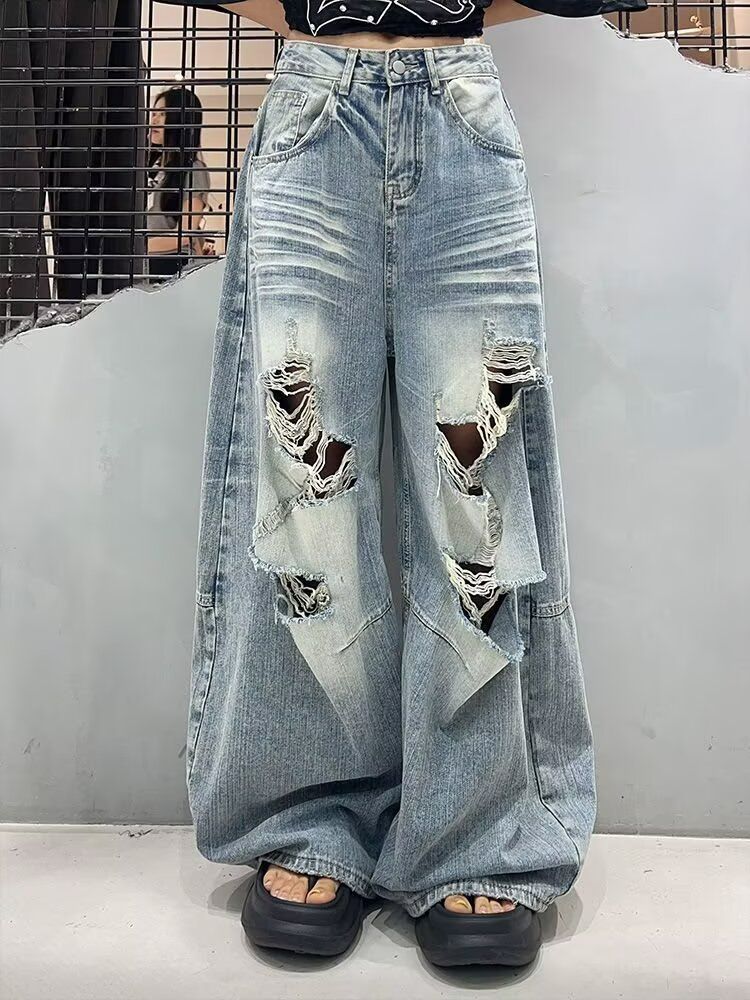 Women Straight Leg Denim Jeans Casual Solid Color Cotton Blend High Waist Daily Streetwear Long Pants