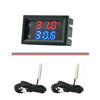Temperature Meter Dual Digital Display Thermometer 4-28V Temperature Sensor Probe Detector Voltage Gauge Used for Car