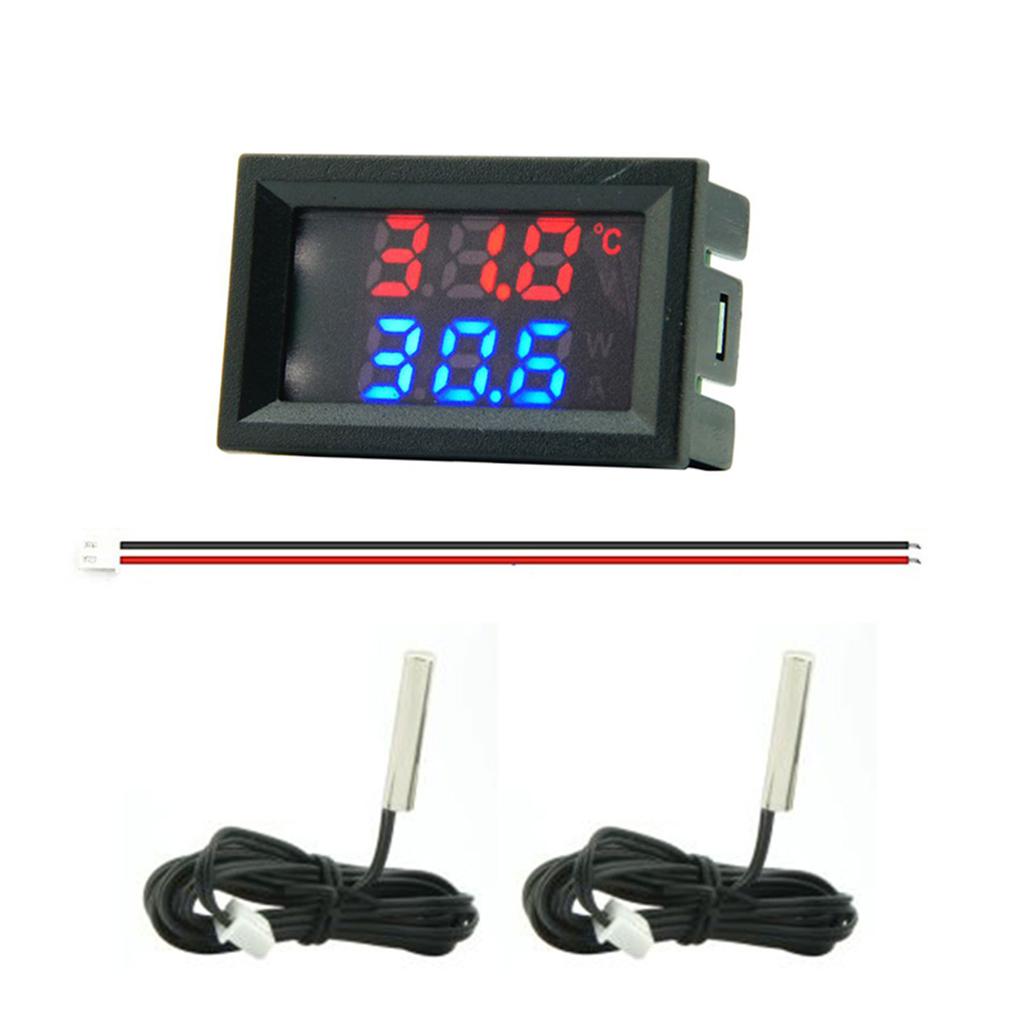 Temperature Meter Dual Digital Display Thermometer 4-28V Temperature Sensor Probe Detector Voltage Gauge Used for Car