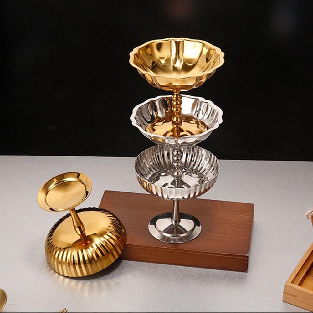 Retro Style Stainless Steel Dessert Bowl Reusable Snack Serving Dish Pudding Bowl Goblet Parfait