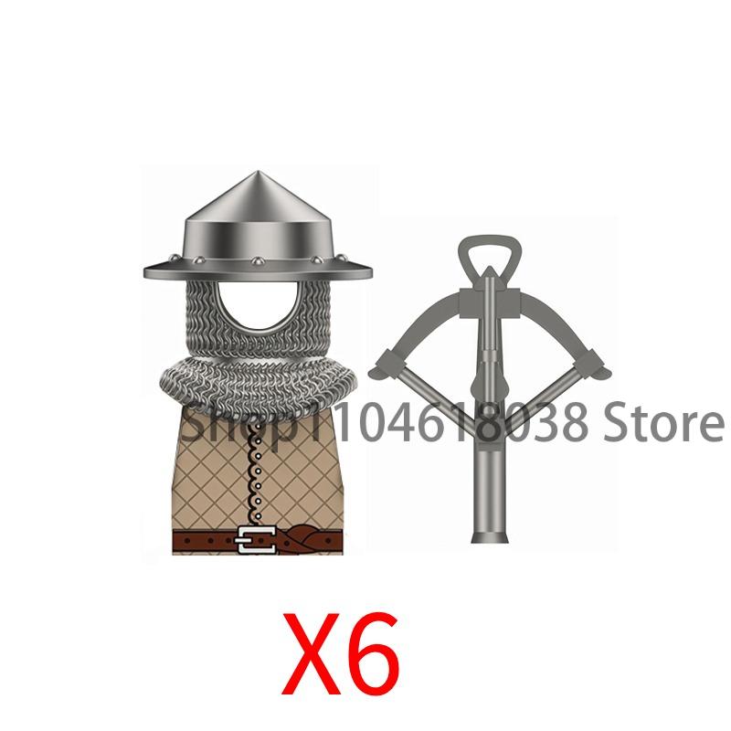 Medieval Castle Soldier Action Figures Building Block Empire Templars Lancer Warrior Militia Helmet Shield Sword Bow Toy Gifts