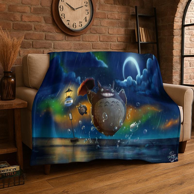 Klassische T-Totoro Cartoon Niedliche Flanelldecke Weiche Warme Überwurfdecke für Schlafzimmer Wohnzimmer Bett Reisen Camping Picknick Kind