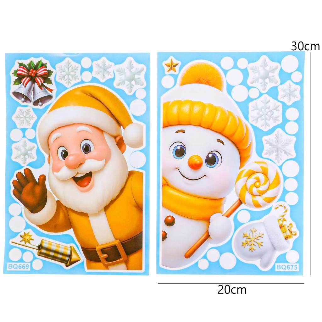 Christmas Window Stickers Winter Snowman Santa Claus Snowflake Reindeer Static Electricity Stickers Ornaments Xmas Home Decor