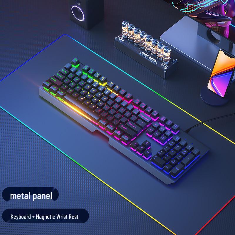Silent Mechanical-Feel Wired Keyboard & Mouse Set for Gaming and Office