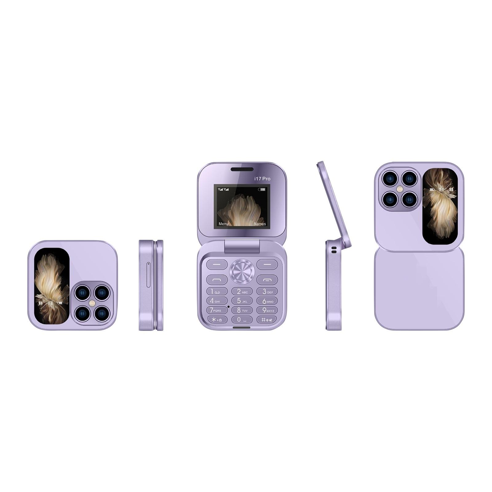 

Мобильный телефон-раскладушка I17 PRO, складной сотовый телефон, складной сотовый телефон с 2 SIM-картами и небольшим дисплеем, простой в использовании, подарок на День отца/День матери One Size фиолетовый