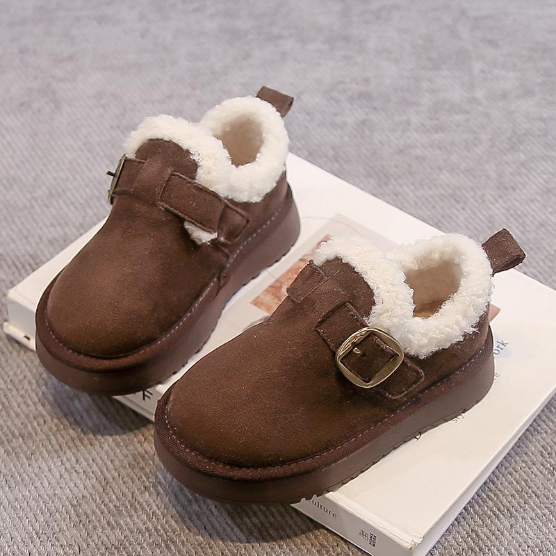 Children's Korean-Style Winter Snow Shoes - Plush Leather & Warm Fur 2025
