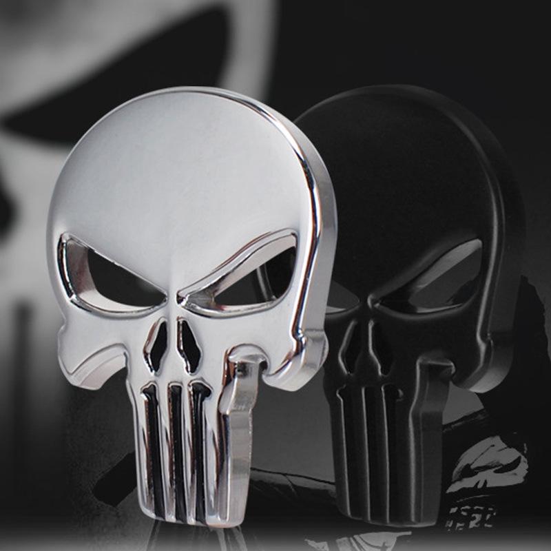 Punisher Skull Metal Car Decal: Scratch Cover, Fuel Tank Enhancer, Tail Side Emblem, Car Body Decoration