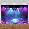 Backdrop for 70s, 80s and 90s Disco Dance Party, Retro Club, Neon Ball, Stage Banner, Background Props for Ph5258