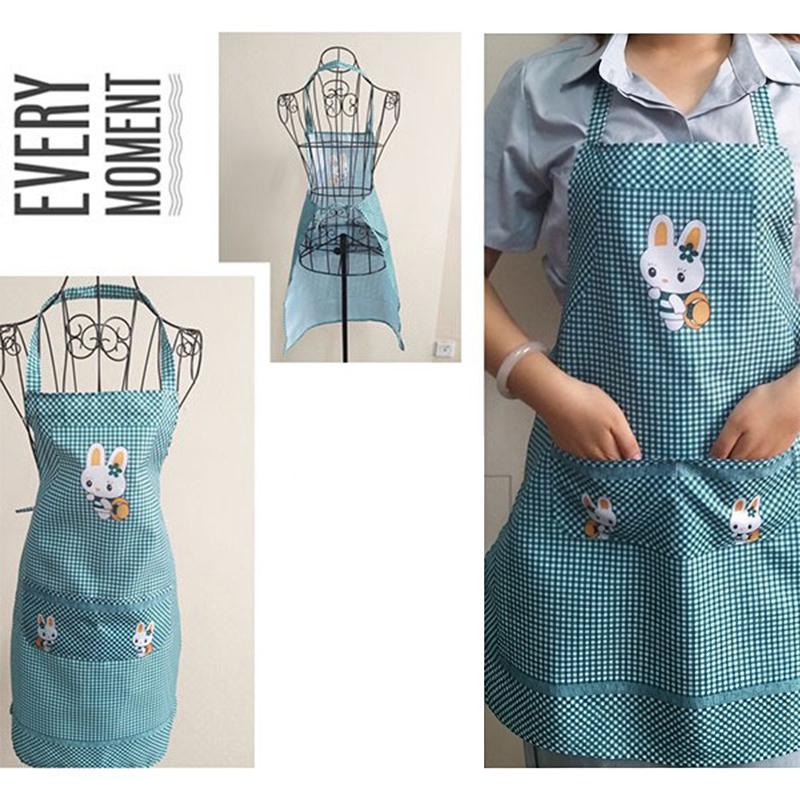 Cute Little Rabbit Print Apron With Waterproof Fabric And Front Pocket Perfect For Home Kitchen Cooking Baking