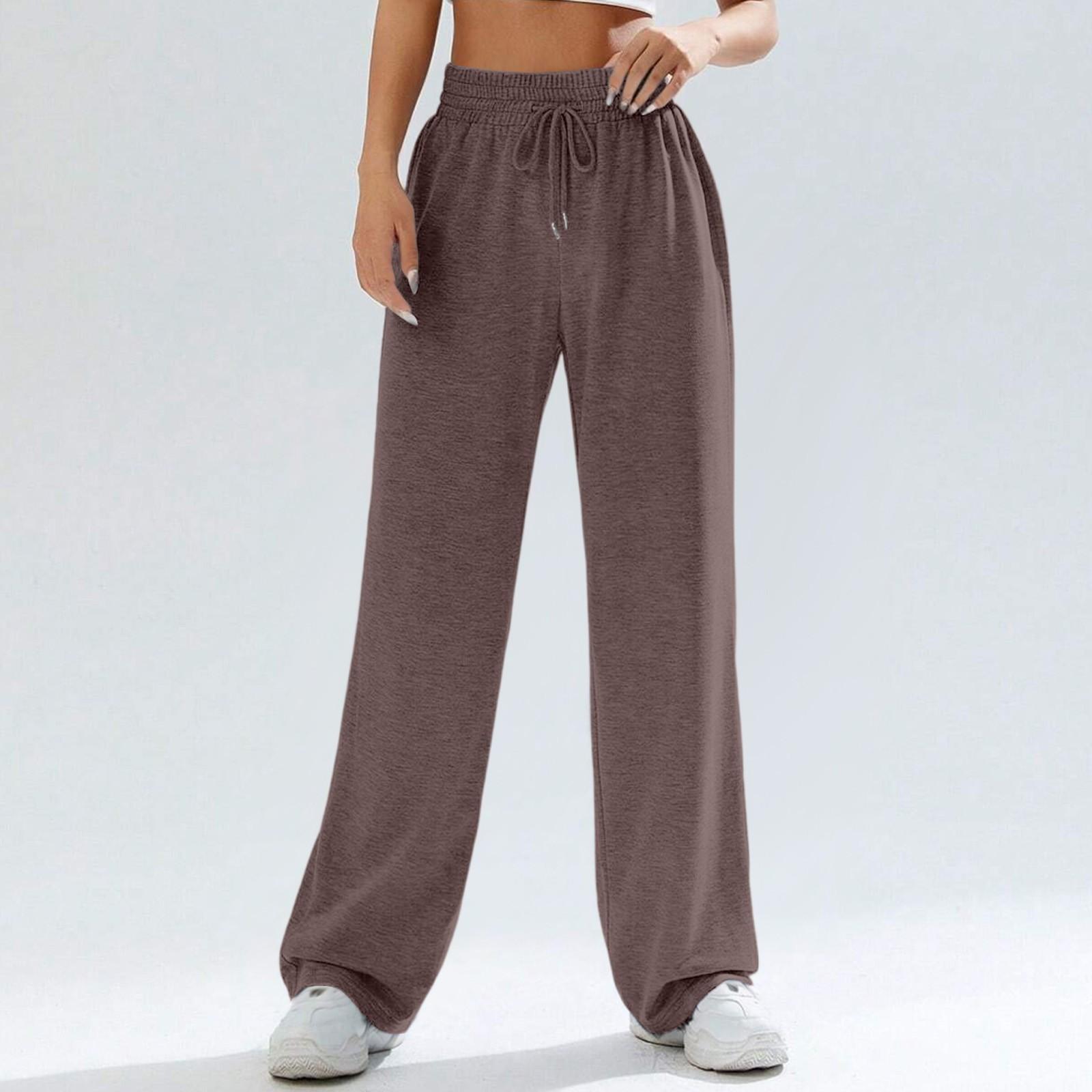 

Жіночі широкі спортивні штани з високою талією. Повсякденні штани для йоги L коричневий