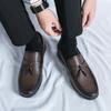 Tassel Men Leather Shoes Slip-On Men Flats Leather Fashion Dress Shoes Banquet Hiking Loafers Comfortable Business Driving Shoes