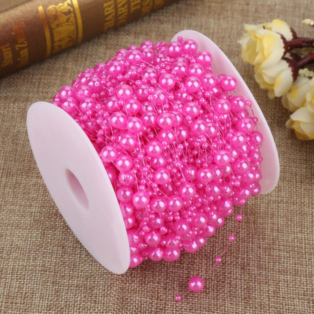 60m Roll Pearl Wire Beads 3mm+8mm Plastic Beads Pearl Garland String Pearl Bead String Christmas Tree Decoration