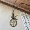 Alloy pendant, Zen wooden pendant, necklace, women's retro Hanfu long sweater chain, national style decorative item.