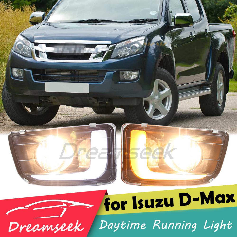 

LED DRL Daylight For Isuzu D-Max RT50 Pre-facelift Model 2012 2013 2014 2015 White Driving Fog Lamp Assembly With Turn Signal CN