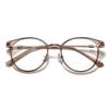 Korean Style Anti-Blue Light Round Frame Glasses for Women - Non-Prescription, Compatible with Myopia Lenses