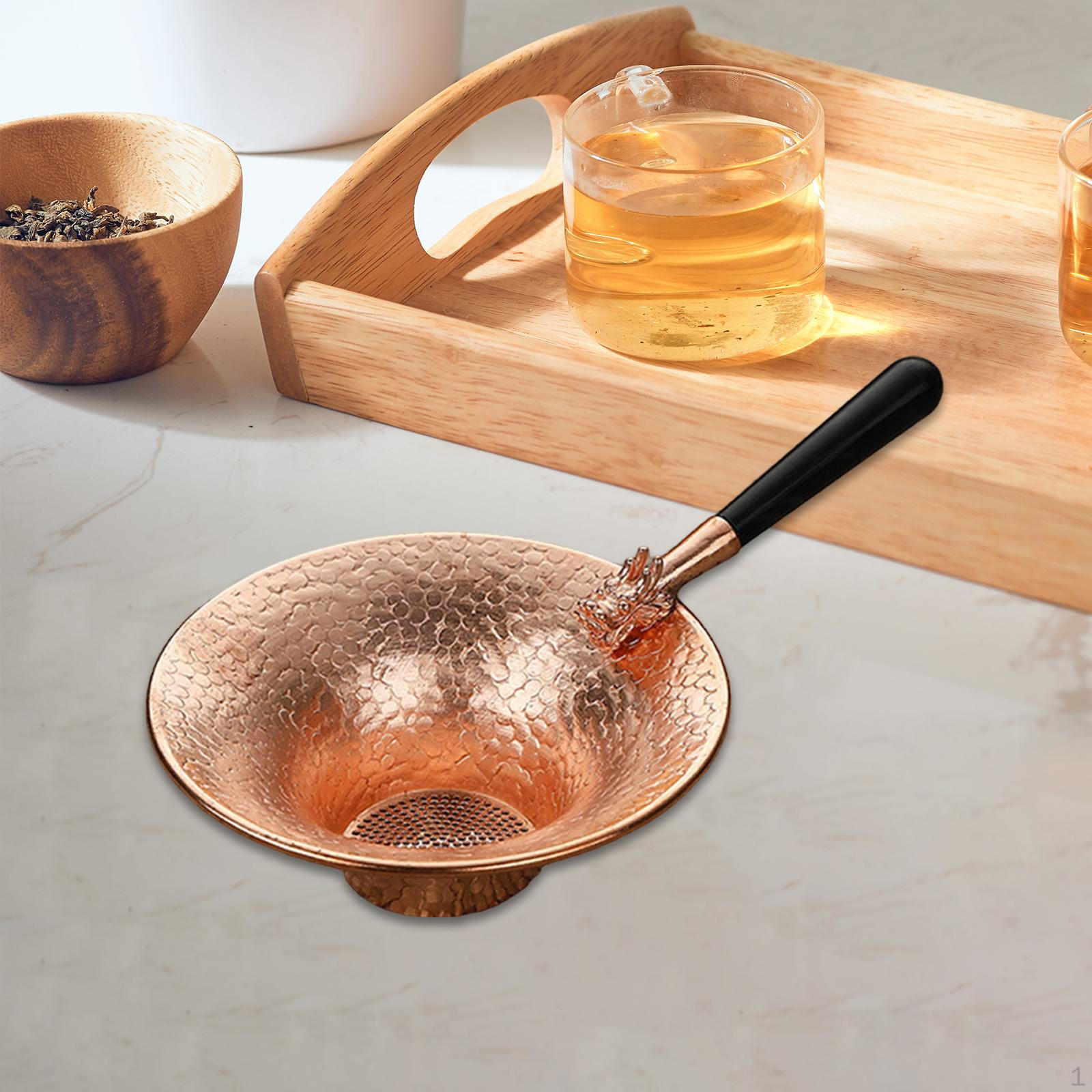 

Медный заварник для чая, многоразовое ситечко с ручкой, необходимый инструмент для заваривания чая в стиле кунг-фу Dragon