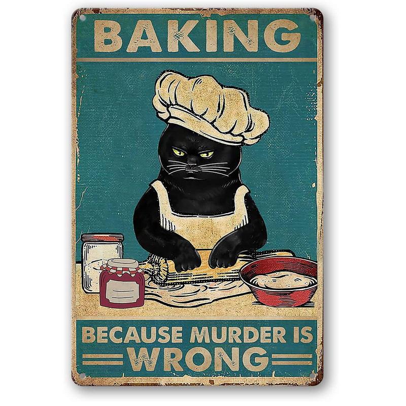 Funny Cat Decor Metal Tin Signs I Do What I Want  Cute Cat Funny Metal Posters Wall Art Decor Signs for Bathroom, Garden, Home