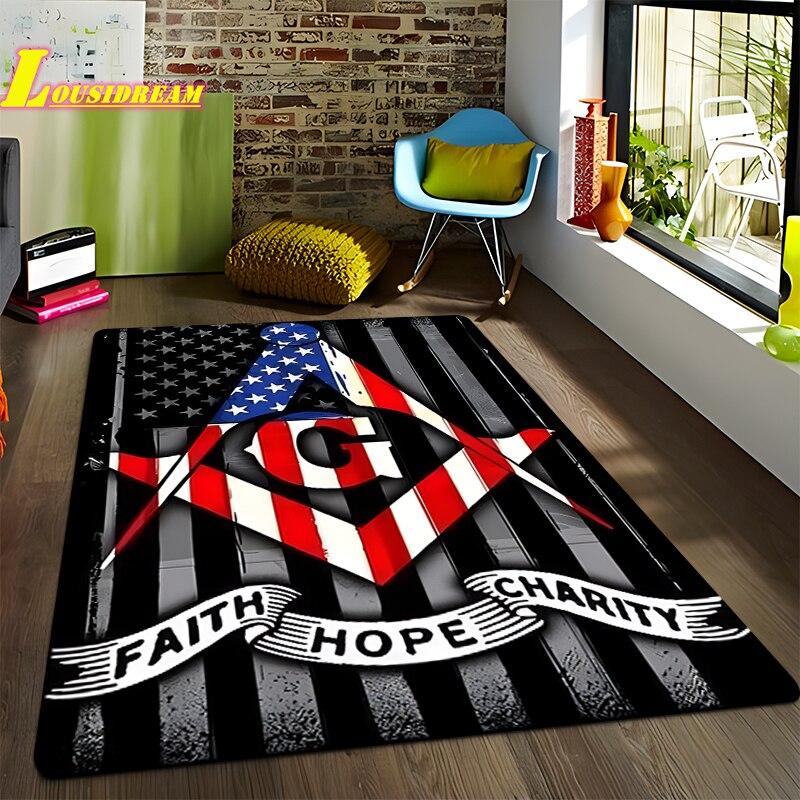 Freemason Illuminati Fashion Print Rug Home Decor Rug Anti-Slip Rug Living Room Bedroom Kitchen Bathroom Balcony Floor Mats