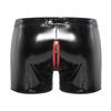 Mens Lingerie Latex Patent Leather Short Hot Pants Openable Crotch Boxer Underwear Elastic Waist Zipper Button Shorts NightwearGood product