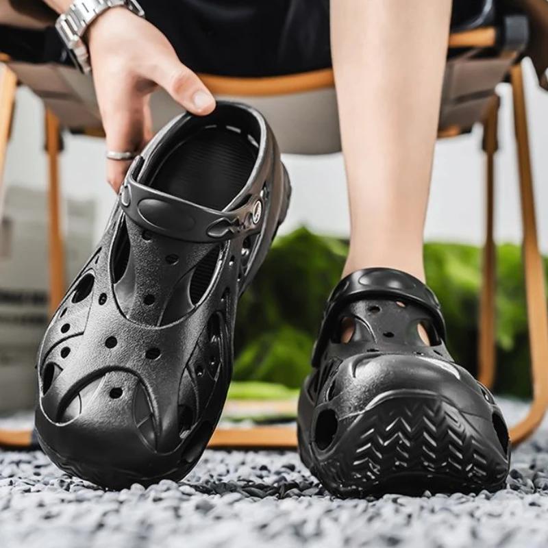 Height Men's Sandal Hole Shoes Beach with Platform Open Toe New Fashion Luxury 2026 Summer Sale Clearance Big Size H Male Shoe
