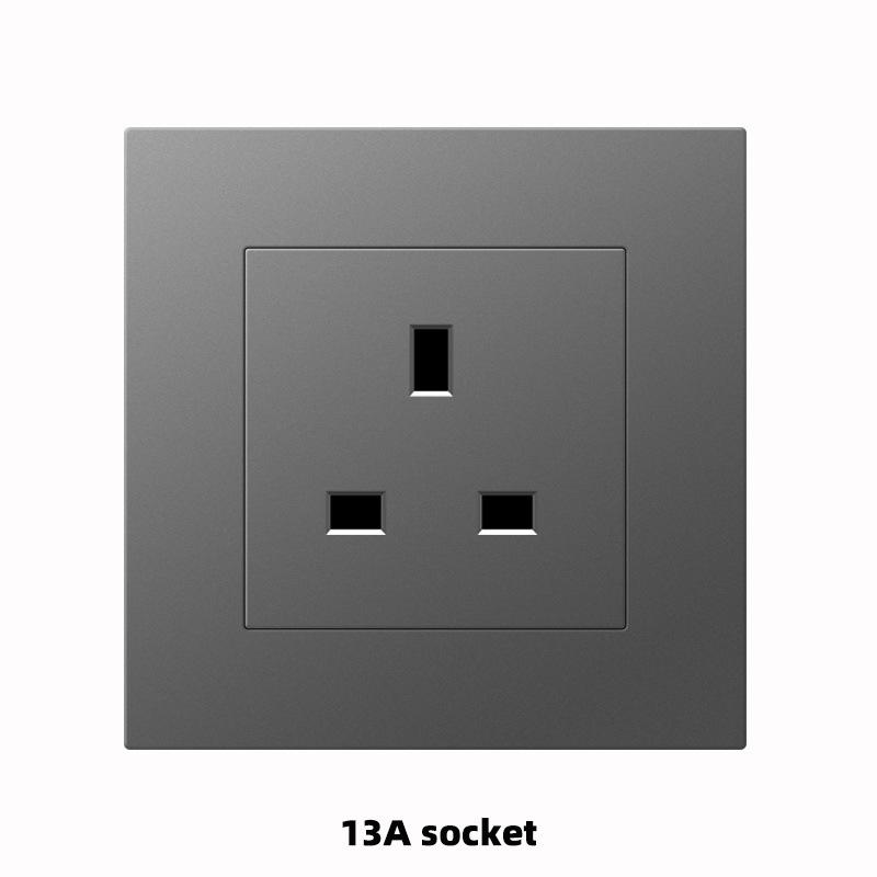 UK Grey 86 Panel 13A Household Wall Power Switch Socket, with USB, 220V Universal Socket, 18W Type-C Fast Charging Socket,