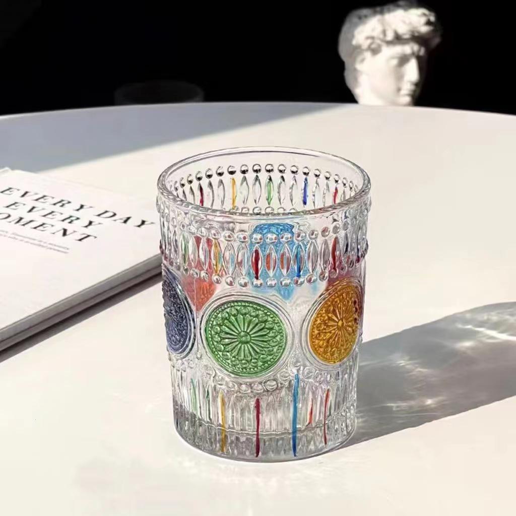 Rainbow Sheen Hand-Painted Glass Cup - Bling Design for Summer