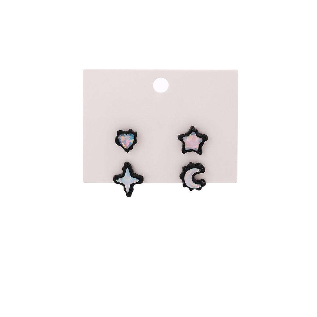 Black And Blue Pink Stars, Moon Stud Earrings, Light Luxury In Autumn And Winter, High-End Sense Of Love, Sweet And Cool Temperament Earrings
