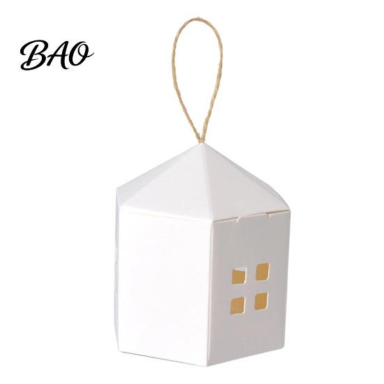 Party Supplies for Guests 10PCS House Shaped Candy Boxes with Lanyard, DIY Decorative Cardboard Hollow Window Gift Treat Containers, Small Item