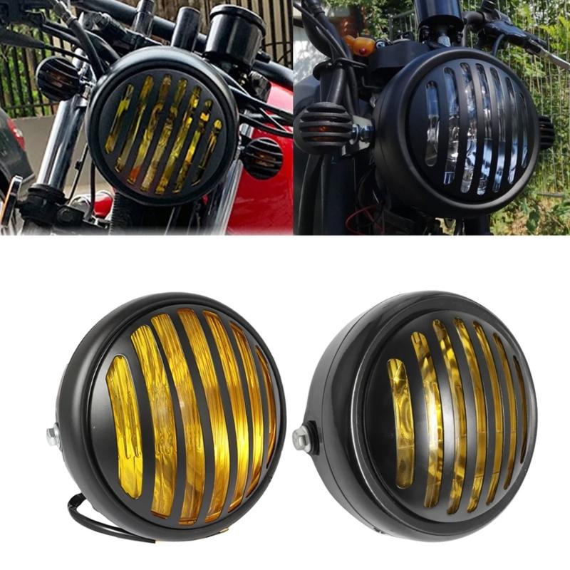 Waterproof Retro Motorcycle Grill Headlight Superior Lighting Accessories For CG125 Night Rides, High Impacts Resistance