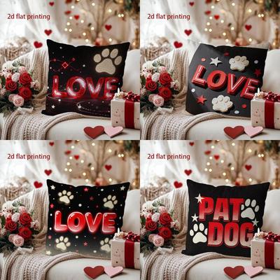 Love Paw Print Decorative Throw Pillow Cover Pattern Cushion Cover Suitable for Sofa Bedroom Car Pillow Cover