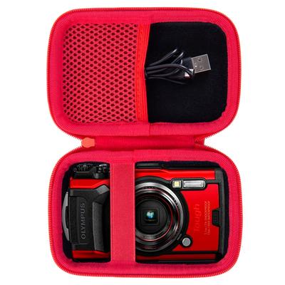 Aenllosi Aufbewahrungstasche Kompatibel mit Olympus Digitalkamera Tough TG-7 / TG-6 / TG-5 / TG-4 / TG-3 / TG-2 (Roter Reißverschluss) (Nur Fall)