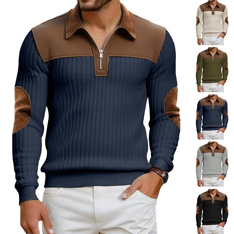 New Sweater Lapel Stitching Embroidery Casual Commuting Sports Autumn Winter Zipper Sweatshirt