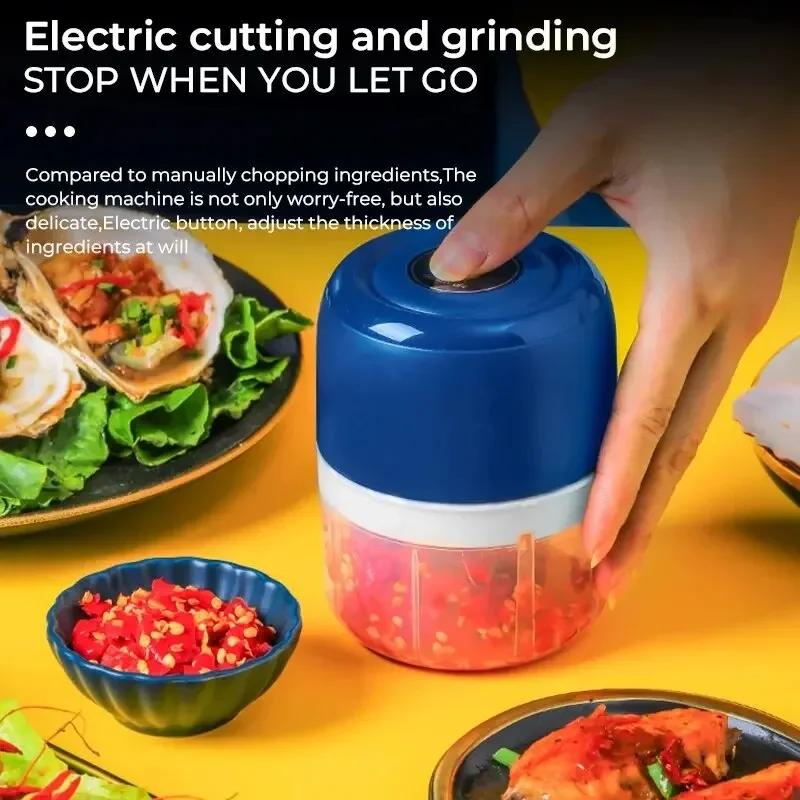 250ml Mini Garlic Vegetable Grinder Chopper Mincer Press 3-blades Household KitchenTools Pepper Auxiliary Food Processor Machine