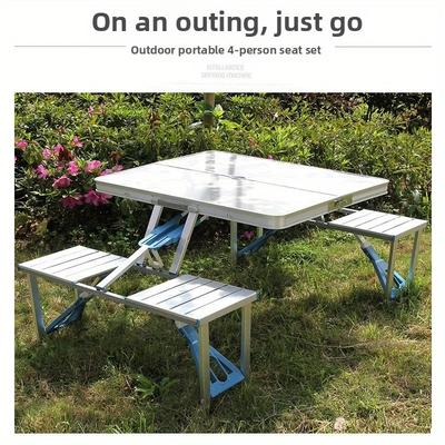 Foldable Table with Chairs for Outdoor Use Camping BBQ Picnic Portable Compact Design No Assembly Required Durable and Sturdy