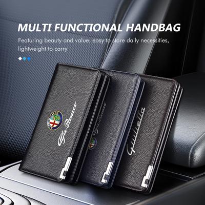 Car Foldable Wallet Coin Bag Pocket Storage Bags Protector Cover For Giulia 147 Mito 156 159 166 GT Stelvio Brera