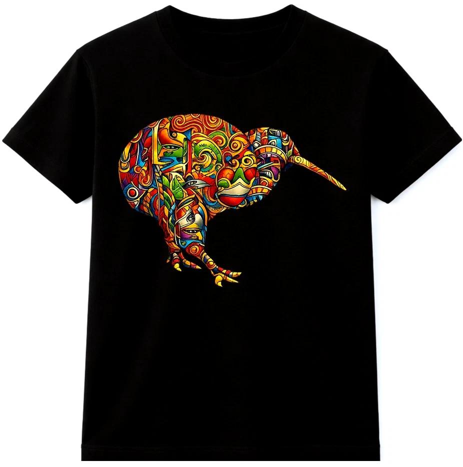 Kiwi Bird T Shirt Colorful Abstract Animal Art Graphic Tee 2XL