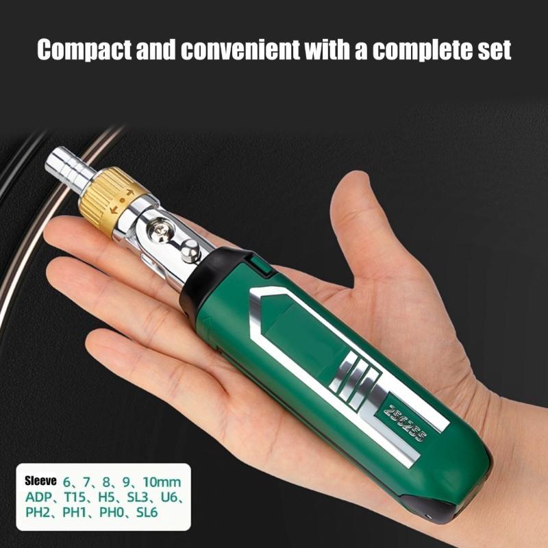 652F Professional Ratchet Screwdriver 14 Interchangeable Heads Adjustable Carbon Steel Construction For Electronics