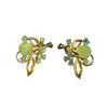Vintage Fresh And Delicate Colored Diamond Leaf Hollow Ear Clip Set Three-Dimensional Design Green Necklace