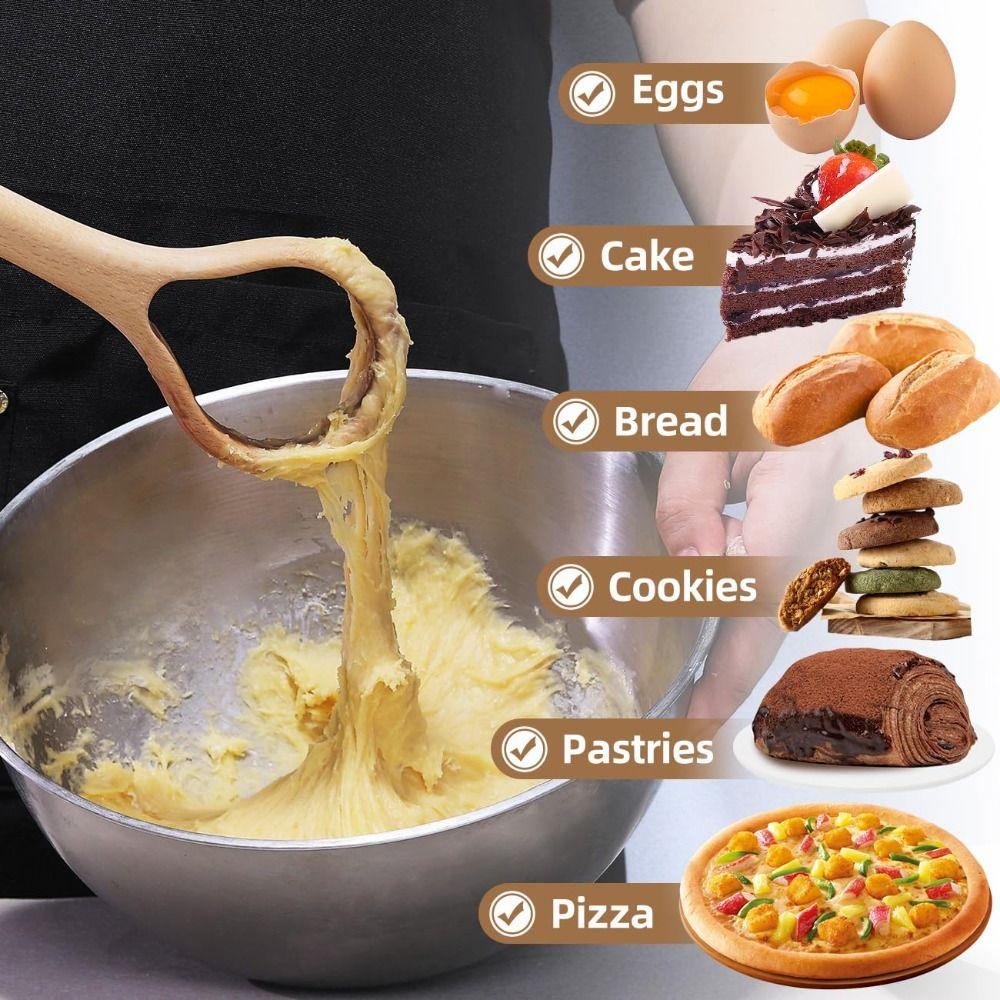13 inch Sourdough Whisk Wooden Mixing Tool Portable Danish Dough Whisk for Pizza Pastry