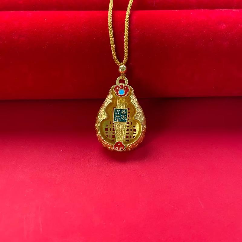 Guochao Ancient Method Alloy Auspicious Cloud Safety Buckle Jewelry Necklace Accessories No Matter Card Pendant Pendant