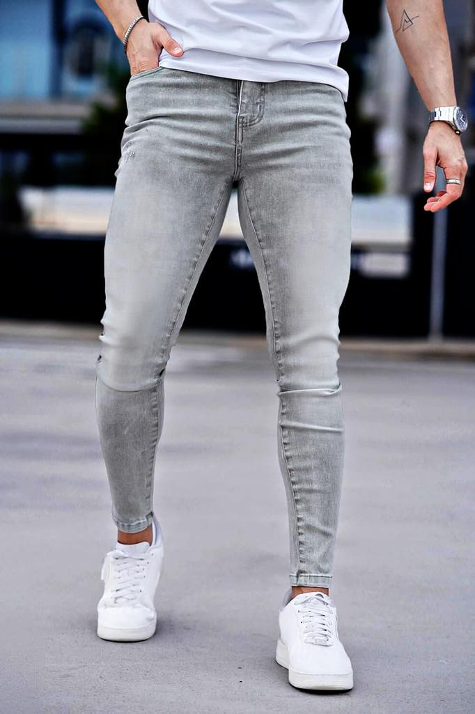 GINGTTO Men's Skinny Stretch Denim Jeans, Gray, Size 30