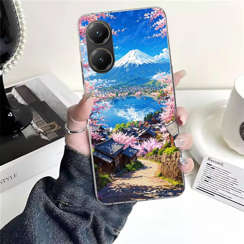 

Японская вишня Гора Фудзи Мягкий чехол для телефона для Xiaomi Redmi 15C 15 13C 13 Poco X5 X6 X7 F7 Ultra M7 12C 12 10 10C 9C 9A 9T 9 Fun Xiaomi Poco X6 Pro