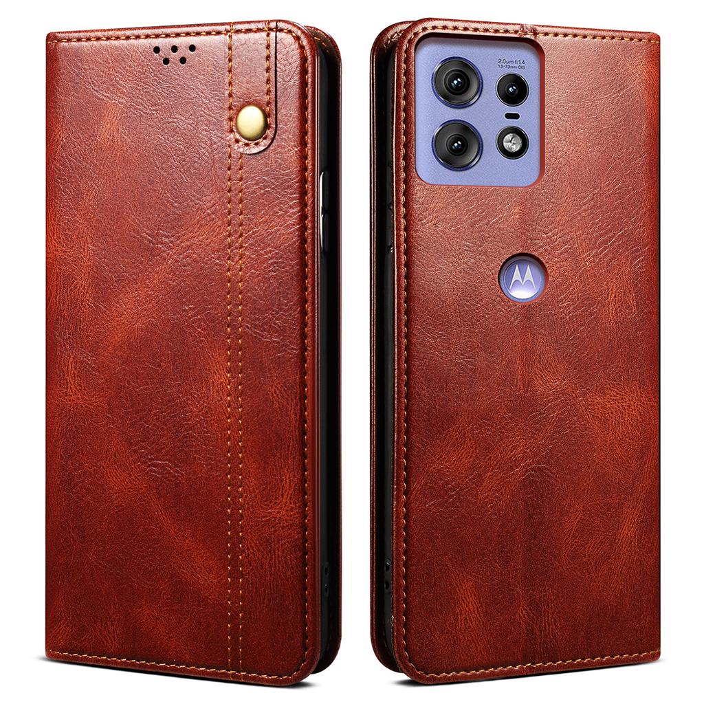 For Motorola Edge 50 Pro 5G Case Waxy Crazy Horse Leather Wallet Phone Cover